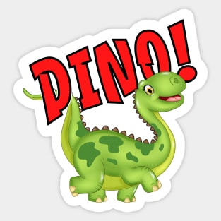 Cute Happy Dinosaur Green Dino Sticker